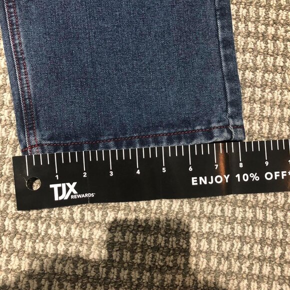 Navy blue vintage designer style 90s baggy jeans with red accents - Picture 3 of 7